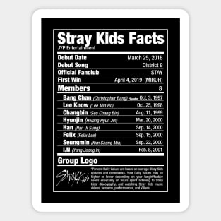 Stray Kids Kpop Nutritional Facts 2 Magnet